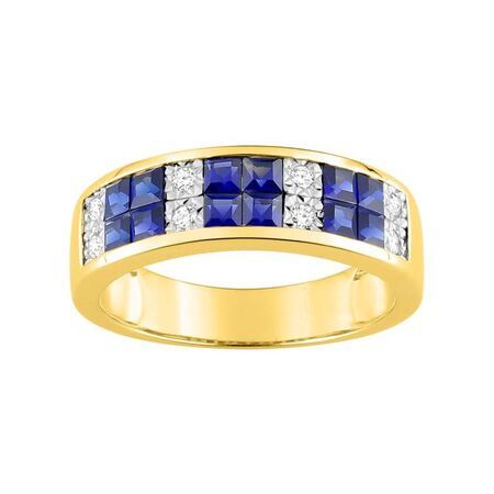 Anillo Oro 18kts Argyor MRM (18)NE066XSB4 Piedra Zafiro C. Diamantes HG-P1 0,12ct