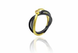 Anillo Plata Y Oro 18kts Arior Concentrico Con Hilo Dorado Con Diamante 3680625XU