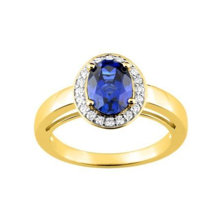 Christian Bernard 18kt Gold Ring (18)1.6017.S3 Diamonds With Central Sapphire