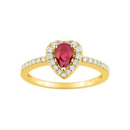 Anillo Oro 18kts Christian Bernard  (18)1.6028.R0 Diamantes Con Rubí Central