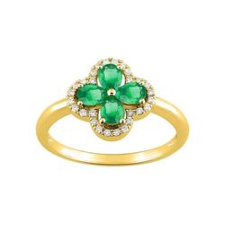 Anillo Oro 18kts Christian Bernard  (18)1.6029.E0 Diamantes Con Esmeralda Central