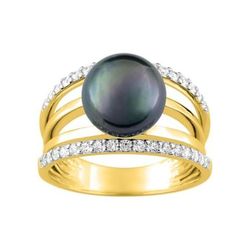 Anillo Oro 18kts Christian Bernard  (18)1.6043.Q3 Diamantes Con Perla Tahití Central