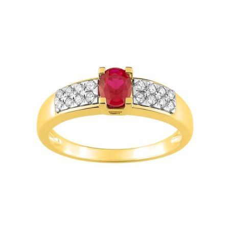 Anillo Oro 18kts Christian Bernard  (18)1.6112.R3 Diamantes Con Rubí Central