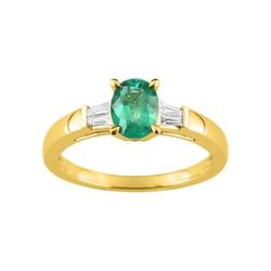 Anillo Oro 18kts Christian Bernard  (18)7VG024JEB Diamantes Con Esmeralda Central