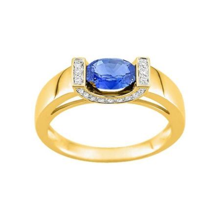 Christian Bernard 18kt Gold Ring (18)7VP070BSB 0.10ct Diamonds With Central Sapphire
