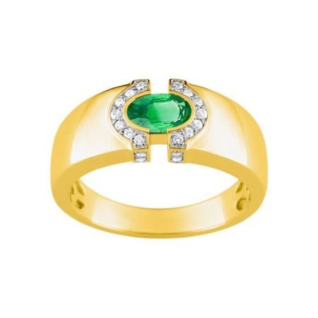Anillo Oro 18kts Christian Bernard  (18)7VP071BEB Diamantes Con Esmeralda Central