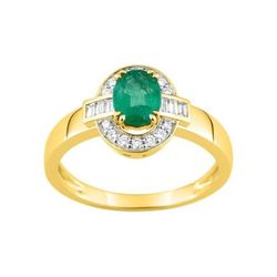 Anillo Oro 18kts Christian Bernard  (18)7W015BEB2 Diamantes Con Esmeralda Central