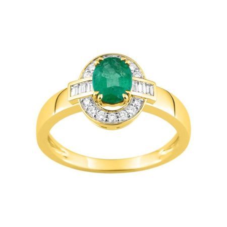 Anillo Oro 18kts Christian Bernard  (18)7W015BEB2 Diamantes Con Esmeralda Central
