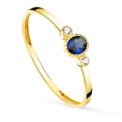 Anillo Oro 18kts Piedra Azul Circonitas 19571-AZ 3mm