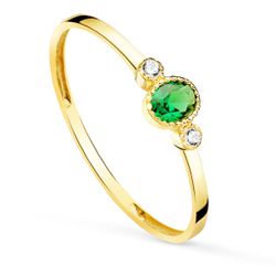 Anillo Oro 18kts Piedra Verde Circonitas 19571-VE 3mm