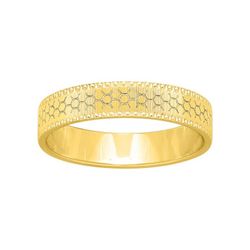 Anillo Oro 9kts Argyor-MRM 4mm (9)9K288J40 Hexágonos Grabado Láser
