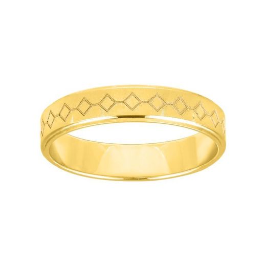 9kt Gold Ring Argyor-MRM 4mm (9)9K291J40 Laser Engraved Rhombuses