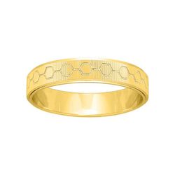 Anillo Oro 9kts Argyor-MRM 4mm (9)9K292J40 Hexágonos Grabado Láser