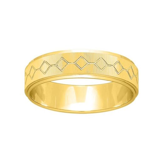 Anillo Oro 9kts Argyor-MRM 5mm (9)9K291J50 Rombos Grabado Láser