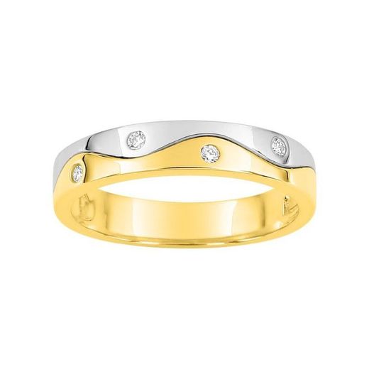 Bague en or blanc bicolore 18 carats Argyor-MRM (18)35739BO, alliance avec diamant de 0,06 ct