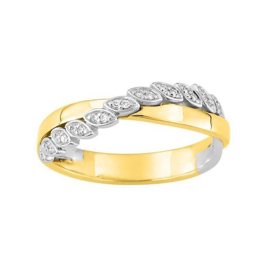 Bague en or blanc bicolore 18 carats Argyor-MRM (18)3C018XB2, alliance en diamant 0,08 ct