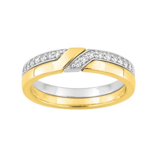 18kt White Two-Tone Gold Ring Argyor-MRM (18)3C036XB2 Diamond Wedding Band 0.16ct