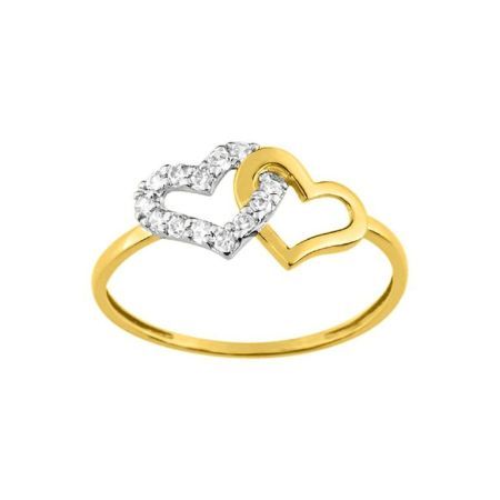 Anillo Oro Bicolor Blanco 18kts Argyor MRM (18)ID013BZ Corazones C. Circonitas