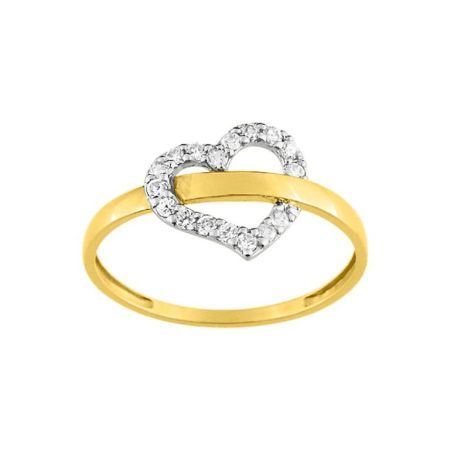 Anillo Oro Bicolor Blanco 18kts Argyor MRM (18)ID022BZ Corazón C. Circonitas