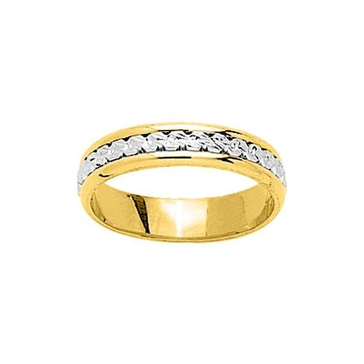 Anel de ouro branco bicolor 18k Argyor-MRM 4,5 mm (18)A20445 Aliança Fantasia