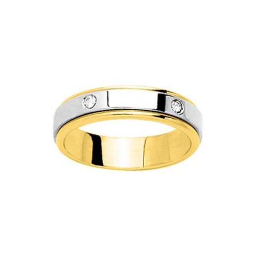 Bague en or blanc bicolore 18 carats Argyor-MRM 4 mm (18)25250D Alliance 2 diamants 0,10 ct