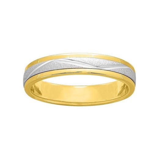 Bague en or blanc bicolore 18 carats Argyor-MRM 4 mm (18)263B40, alliance rainurée