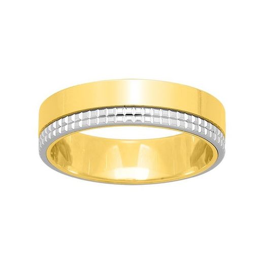Anel de ouro branco bicolor 18k Argyor-MRM 4mm (18)294B50 Aliança Fantasia