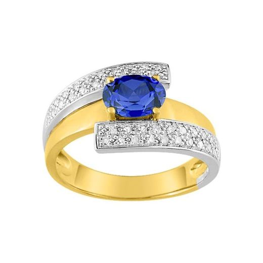 Christian Bernard 18kt White Two-Tone Gold Ring (18)MK034BSB5 0.20ct Diamonds With Central Sapphire