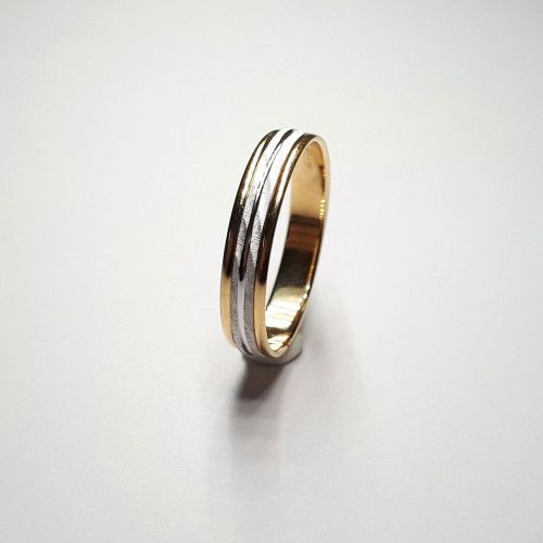 Anillo Oro Bicolor Blanco 18kts Dos Franjas 4mm A30/710