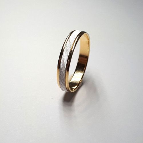 Anillo Oro Bicolor Blanco 18kts Franja Central 4mm A30/714