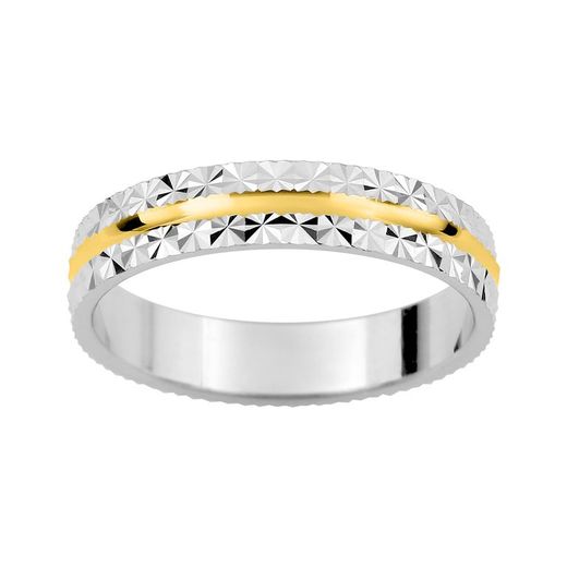 Anillo Oro Bicolor Blanco 9kts Argyor-MRM 4mm (9)AR9296B40 Alianza Diamantada
