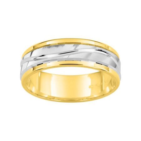 Anel de ouro branco bicolor 9kts Argyor-MRM 6mm (9)9K22260 Aliança