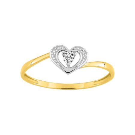 Anillo Oro Bicolor Blanco 9kts Argyor MRM (9)09SA499BZ Corazón C. Circonitas