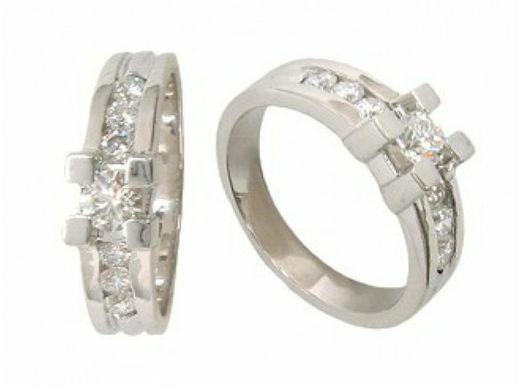 Bague en or blanc 18 kts diamants brillants 0.61cts 015563
