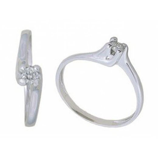 Anell Or Blanc 18 kts Solitari Brillant 0.08 cts 013487
