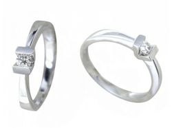 Anillo Oro Blanco 18 kts Solitario Brillante 0.10 cts 010715