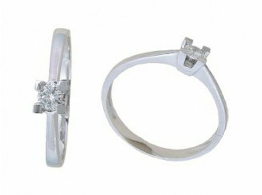 Anel de ouro branco 18 kts Solitaire brilhante 0,10 cts 013477