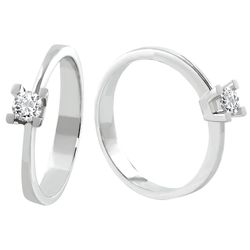 Anillo Oro Blanco 18 kts Solitario Brillante 0.16 cts 010274