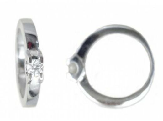 Anel de ouro branco 18 kts Solitaire brilhante 0,16 cts 016608