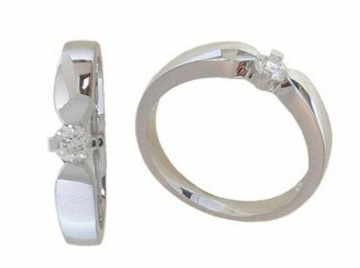 Anel de ouro branco 18 nós Solitaire brilhante 0,16 cts 019016