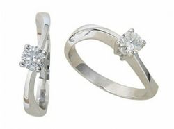 Anell Or Blanc 18 kts Solitari Brillant 0.25 cts 010448