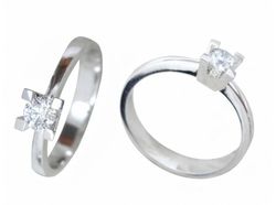 Anillo Oro Blanco 18 kts Solitario Brillante 0.25 cts 016216