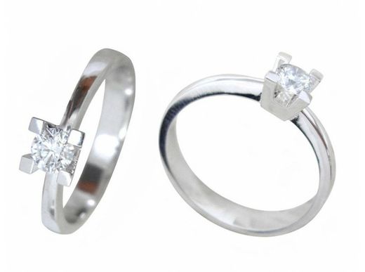 Anel de ouro branco 18 kts Solitaire brilhante 0,25 cts 016216