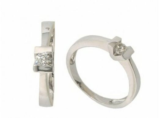 Bague Or Blanc 18 Kts Solitaire Brillant 0.25 cts 016225