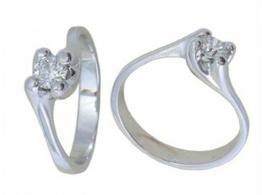 Anell Or Blanc 18 kts Solitari Brillant 0.25 cts 019021