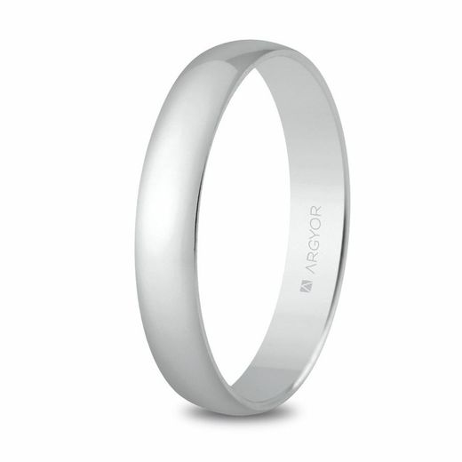 Argyor meio redondo 3,5 mm 18k anel de ouro branco 5B353