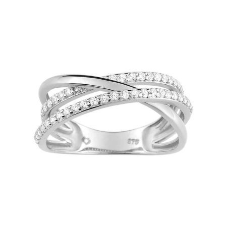 Anillo Oro Blanco 18kts Argyor MRM (18)08SA769GZ Bandas Cruzadas C. Circonitas
