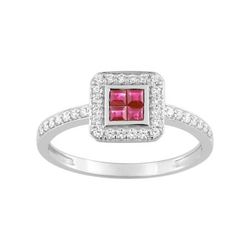 Anillo Oro Blanco 18kts Argyor MRM (18)1.7368.R1 Piedras Rubí C. Circonitas