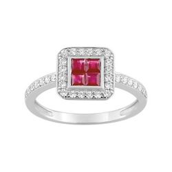 Anillo Oro Blanco 18kts Argyor MRM (18)1.7369.R1 Piedras Rubí C. Circonitas
