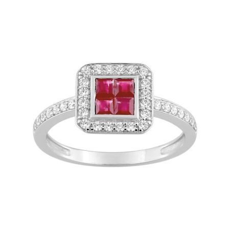 Anillo Oro Blanco 18kts Argyor MRM (18)1.7369.R1 Piedras Rubí C. Circonitas